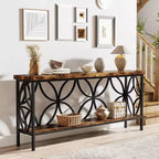 Lantine 70.9-Inch Narrow Sofa Table, Industrial Long Sofa Table Behind Couch with Storage for Entryway, Living Room, Foyer, Rustic Brown