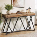Lantine 55 Console Tables for Entryway, Industrial Wooden Sofa Table, Entryway Furniture with Geometric Metal Base for Living Room, Entrance, Hallway