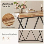 Lantine 55 Consoles pour entrée, Table canapé industrielle en bois, Meuble d'entrée avec base métallique géométrique pour salon, entrée, couloir