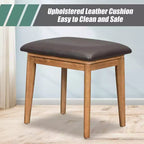 GDFStudio Vita Classic Wood Flip-Top Makeup Vanity Set with Hidden Mirror, 3 Storage Drawers and Cushioned Stool