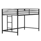 VIYET Twin Size Black Junior Loft Metal Bed - Space-Saving, Ladder, Guardrails, 350LBS Capacity (CPC Certified)