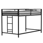 Lit mezzanine junior en métal noir VIYET taille double – Gain de place, échelle, garde-corps, capacité de 158 kg (certifié CPC)