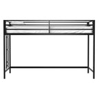 Lit mezzanine junior en métal noir VIYET taille double – Gain de place, échelle, garde-corps, capacité de 158 kg (certifié CPC)