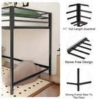 Lit mezzanine junior en métal noir VIYET taille double – Gain de place, échelle, garde-corps, capacité de 158 kg (certifié CPC)