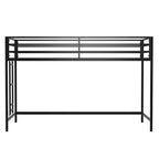 Lit mezzanine junior en métal noir VIYET taille double – Gain de place, échelle, garde-corps, capacité de 158 kg (certifié CPC)