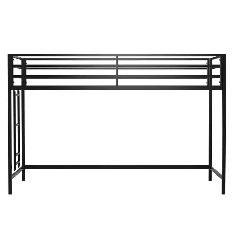 Lit mezzanine junior en métal noir VIYET taille double – Gain de place, échelle, garde-corps, capacité de 158 kg (certifié CPC)