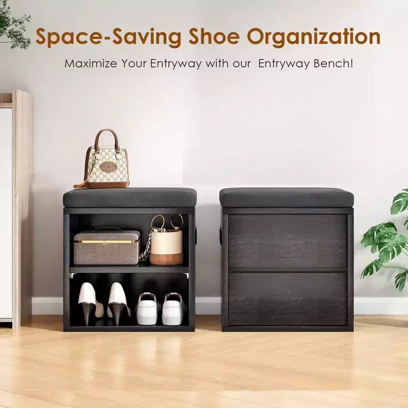 TUYOHW Cushioned Small Shoe Bench with Storage and Seating, Multi-color Entryway Shoe Rack, Versatile Shoe Organizer for Entryway