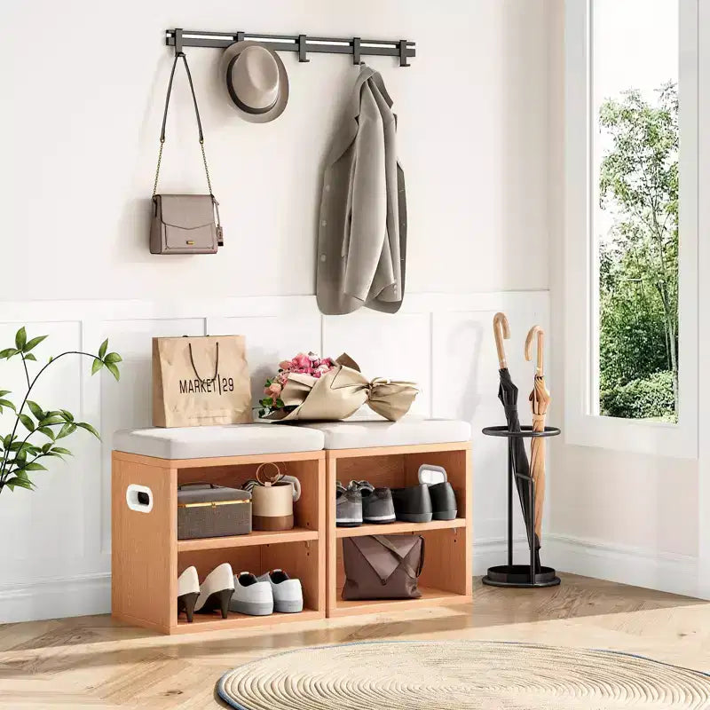 TUYOHW Cushioned Small Shoe Bench with Storage and Seating, Multi-color Entryway Shoe Rack, Versatile Shoe Organizer for Entryway