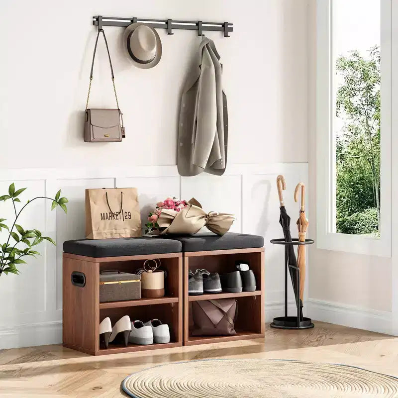 TUYOHW Cushioned Small Shoe Bench with Storage and Seating, Multi-color Entryway Shoe Rack, Versatile Shoe Organizer for Entryway