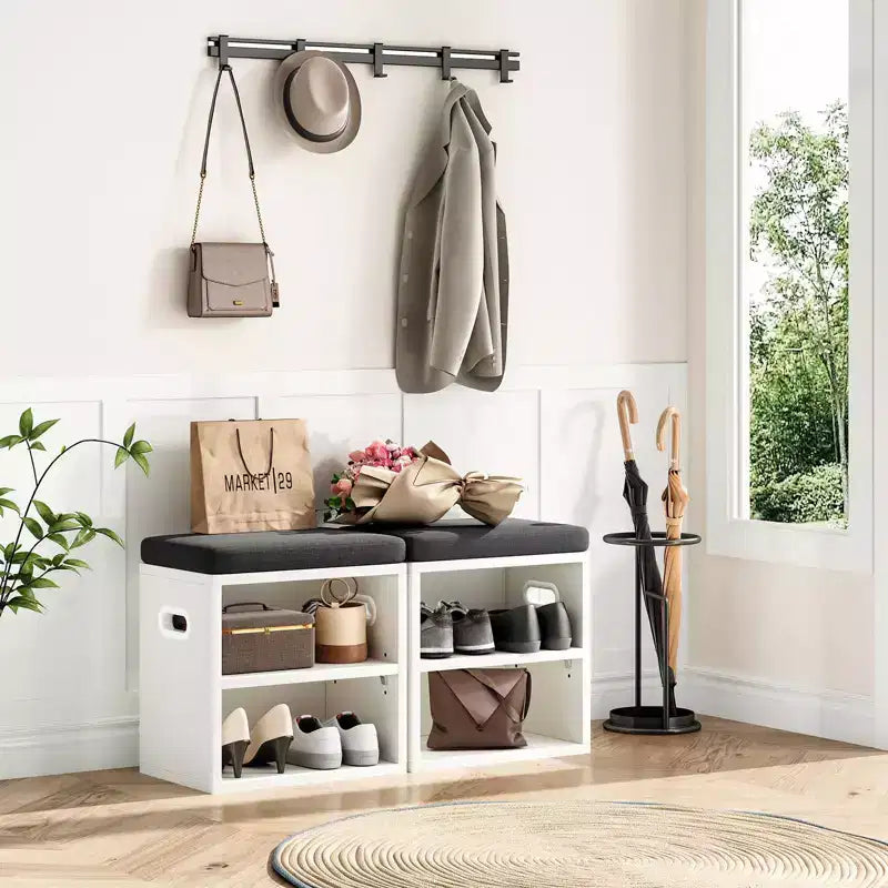 TUYOHW Cushioned Small Shoe Bench with Storage and Seating, Multi-color Entryway Shoe Rack, Versatile Shoe Organizer for Entryway