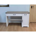 47-Inch White Computer Desk with 2 Drawers & Cabinet, Rectangle Writing Study Table for Home Office, Large Workstation with Storage