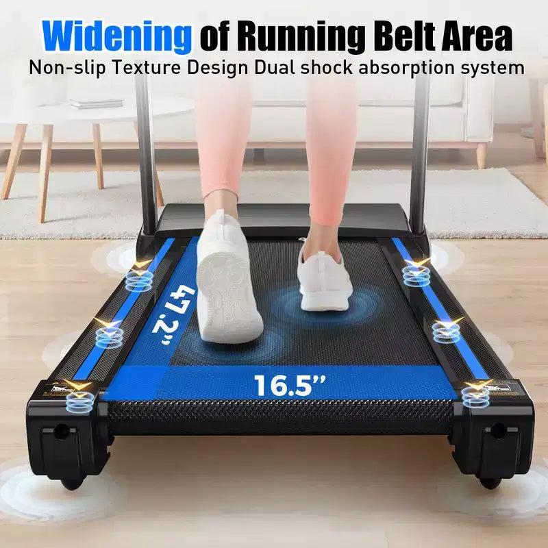 Whisen Electric Foldable Treadmill, 3.5HP Workout Running Machine Walking with Automatic Incline - Black