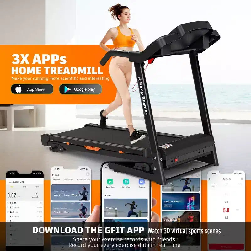Tapis de course électrique pliable Whisen, machine d'entraînement de 3,5 CV pour la course et la marche avec 12 programmes prédéfinis, inclinaison, commandes de vitesse sur les mains courantes