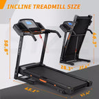 Tapis de course électrique pliable Whisen, machine d'entraînement de 3,5 CV pour la course et la marche avec 12 programmes prédéfinis, inclinaison, commandes de vitesse sur les mains courantes