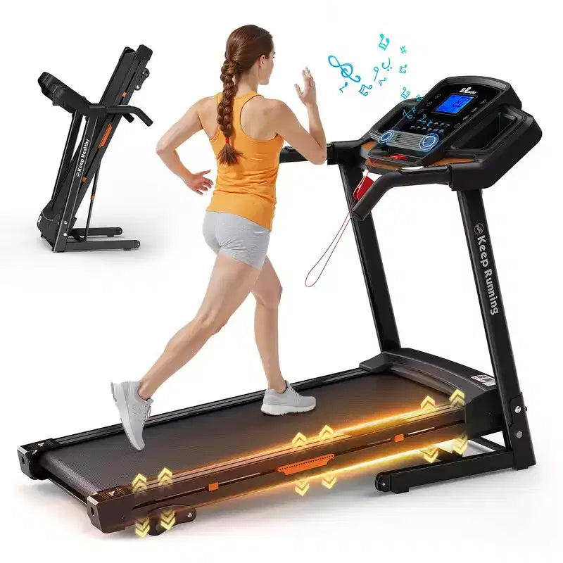 Tapis de course électrique pliable Whisen, machine d'entraînement de 3,5 CV pour la course et la marche avec 12 programmes prédéfinis, inclinaison, commandes de vitesse sur les mains courantes