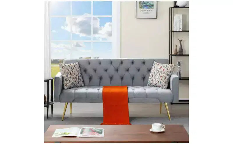 Okak Modern Button Tufted Convertible Sleeper Sofa Bed with Adjustable Back,Upholstered Futon Sofa Couch for Living Room,Apartment