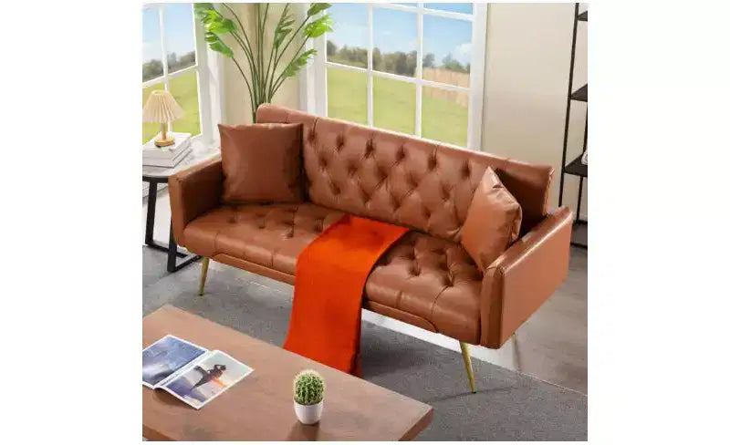 Okak Modern Button Tufted Convertible Sleeper Sofa Bed with Adjustable Back,Upholstered Futon Sofa Couch for Living Room,Apartment