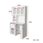 Bureau d'ordinateur TUYOHW, bureau d'écriture avec plateau rotatif à 90°, armoires à portes vitrées, bureau d'étude avec surmeuble et étagère, bureau de travail pour le bureau, l'étude