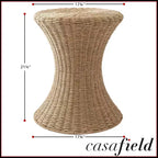Table d'appoint Casafield Hourglass - Naturelle, table d'appoint en jacinthe de mer, table d'appoint en osier tressé de style bohème pour salon, chambre à coucher, entrée