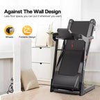 Tapis de course pliable Whisen, machine de course à pied avec 12 programmes prédéfinis, inclinaison – Noir et rouge