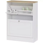 Meuble à chaussures étroit HOMCOM pour entrée, meuble de rangement de chaussures moderne avec 2 tiroirs basculants et étagères réglables pour 8-12 paires de chaussures