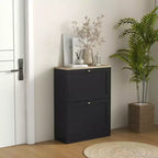 Meuble à chaussures étroit HOMCOM pour entrée, meuble de rangement de chaussures moderne avec 2 tiroirs basculants et étagères réglables pour 8-12 paires de chaussures