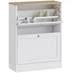 Meuble à chaussures étroit HOMCOM pour entrée, meuble de rangement de chaussures moderne avec 2 tiroirs basculants et étagères réglables pour 8-12 paires de chaussures