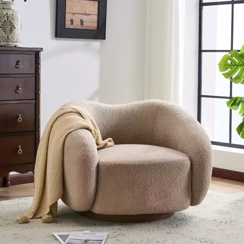 Christopher Knight Home Selma Wooden Base Boucle Upholstered 360 Swivel Chair