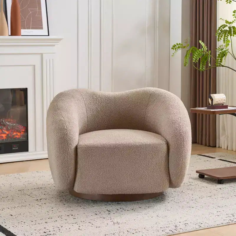 Christopher Knight Home Selma Wooden Base Boucle Upholstered 360 Swivel Chair