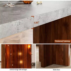 Table de bar 55", Table de bistrot hauteur comptoir industrielle avec plateau en faux marbre, Meuble de bar rectangulaire pour cuisine, salle à manger, capacité de 300 lb
