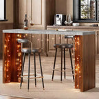 Table de bar 55", Table de bistrot hauteur comptoir industrielle avec plateau en faux marbre, Meuble de bar rectangulaire pour cuisine, salle à manger, capacité de 300 lb