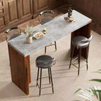 Table de bar 55", Table de bistrot hauteur comptoir industrielle avec plateau en faux marbre, Meuble de bar rectangulaire pour cuisine, salle à manger, capacité de 300 lb