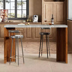 Table de bar 55", Table de bistrot hauteur comptoir industrielle avec plateau en faux marbre, Meuble de bar rectangulaire pour cuisine, salle à manger, capacité de 300 lb