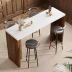 Table de bar 55", Table de bistrot hauteur comptoir industrielle avec plateau en faux marbre, Meuble de bar rectangulaire pour cuisine, salle à manger, capacité de 300 lb