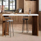 Table de bar 55", Table de bistrot hauteur comptoir industrielle avec plateau en faux marbre, Meuble de bar rectangulaire pour cuisine, salle à manger, capacité de 300 lb