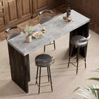 Table de bar 55", Table de bistrot hauteur comptoir industrielle avec plateau en faux marbre, Meuble de bar rectangulaire pour cuisine, salle à manger, capacité de 300 lb