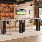 Table de bar 55", Table de bistrot hauteur comptoir industrielle avec plateau en faux marbre, Meuble de bar rectangulaire pour cuisine, salle à manger, capacité de 300 lb