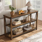 GustoWave 47 Narrow Long Console Table with Storage, 3 Tier Wood Console Table, Farmhouse Entryway Table