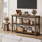 GustoWave 47 Narrow Long Console Table with Storage, 3 Tier Wood Console Table, Farmhouse Entryway Table