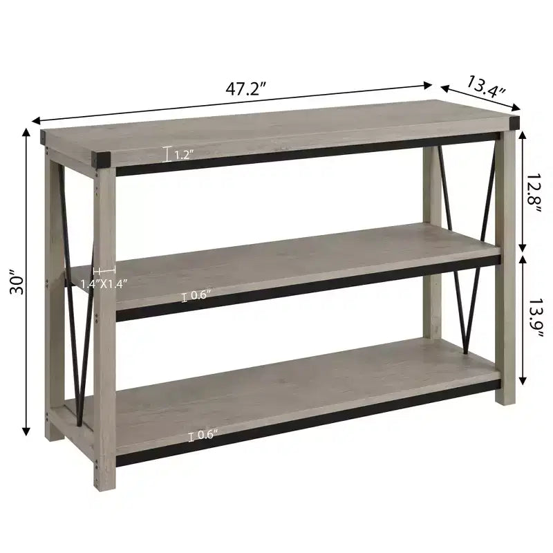 GustoWave 47 Narrow Long Console Table with Storage, 3 Tier Wood Console Table, Farmhouse Entryway Table
