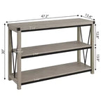 GustoWave 47 Narrow Long Console Table with Storage, 3 Tier Wood Console Table, Farmhouse Entryway Table