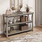 GustoWave 47 Narrow Long Console Table with Storage, 3 Tier Wood Console Table, Farmhouse Entryway Table