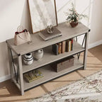 GustoWave 47 Narrow Long Console Table with Storage, 3 Tier Wood Console Table, Farmhouse Entryway Table