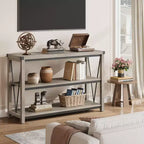 GustoWave 47 Narrow Long Console Table with Storage, 3 Tier Wood Console Table, Farmhouse Entryway Table