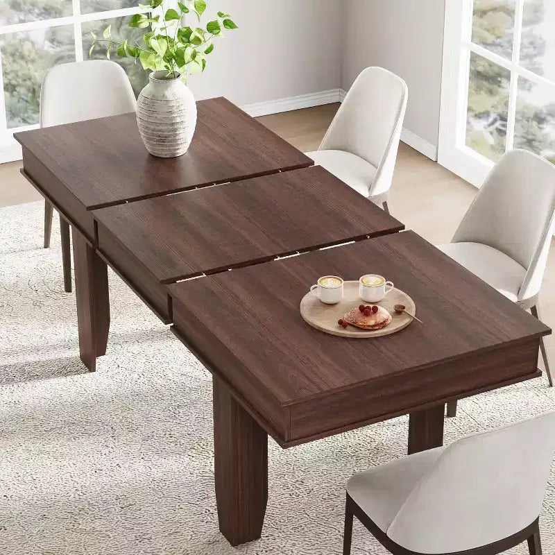 Table à manger extensible pour 6 à 10 personnes, table de cuisine de style ferme avec cadre en bois, table rectangulaire de 160 à 220 cm pour salle à manger