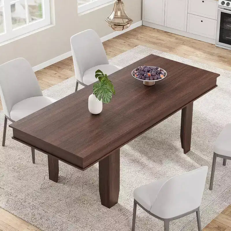 Table à manger extensible pour 6 à 10 personnes, table de cuisine de style ferme avec cadre en bois, table rectangulaire de 160 à 220 cm pour salle à manger