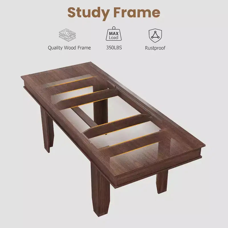 Table à manger extensible pour 6 à 10 personnes, table de cuisine de style ferme avec cadre en bois, table rectangulaire de 160 à 220 cm pour salle à manger