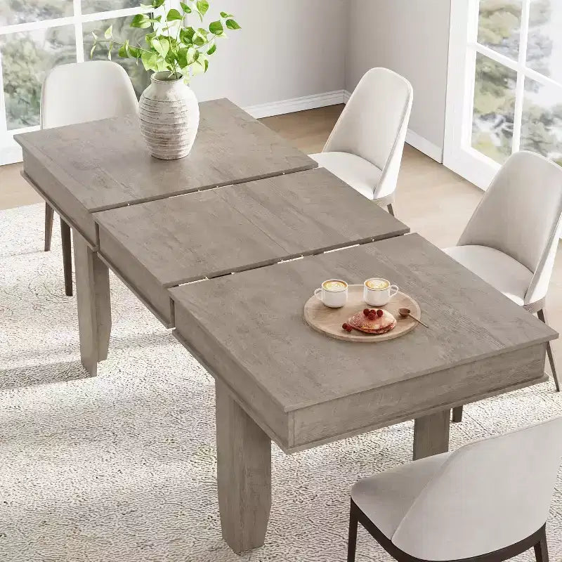 Table à manger extensible pour 6 à 10 personnes, table de cuisine de style ferme avec cadre en bois, table rectangulaire de 160 à 220 cm pour salle à manger