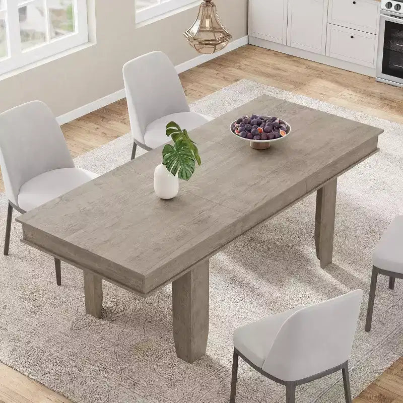 Table à manger extensible pour 6 à 10 personnes, table de cuisine de style ferme avec cadre en bois, table rectangulaire de 160 à 220 cm pour salle à manger