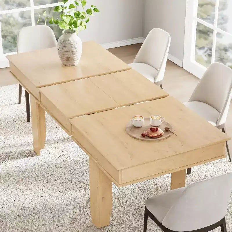 Table à manger extensible pour 6 à 10 personnes, table de cuisine de style ferme avec cadre en bois, table rectangulaire de 160 à 220 cm pour salle à manger